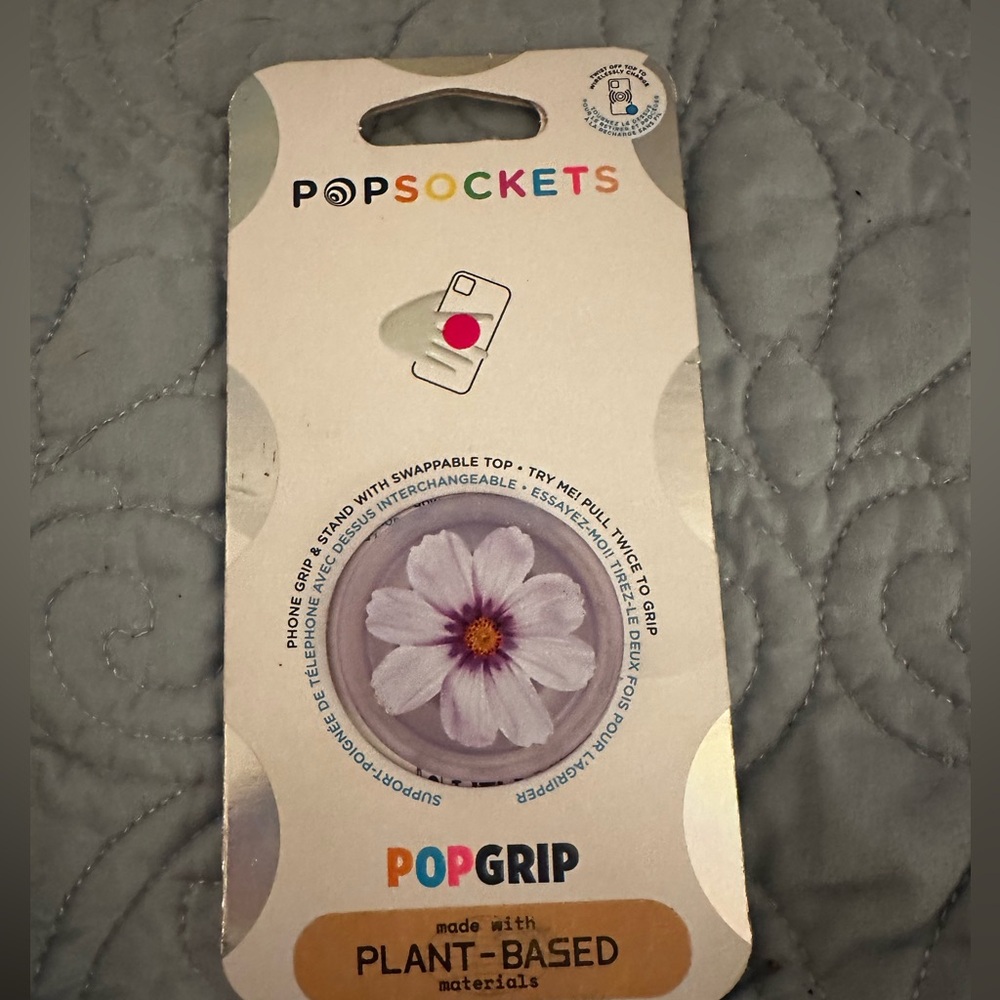 New PopSockets PopGrip Phone Grip Stand Purple Cosmo Pansy Swap Top Plant Based